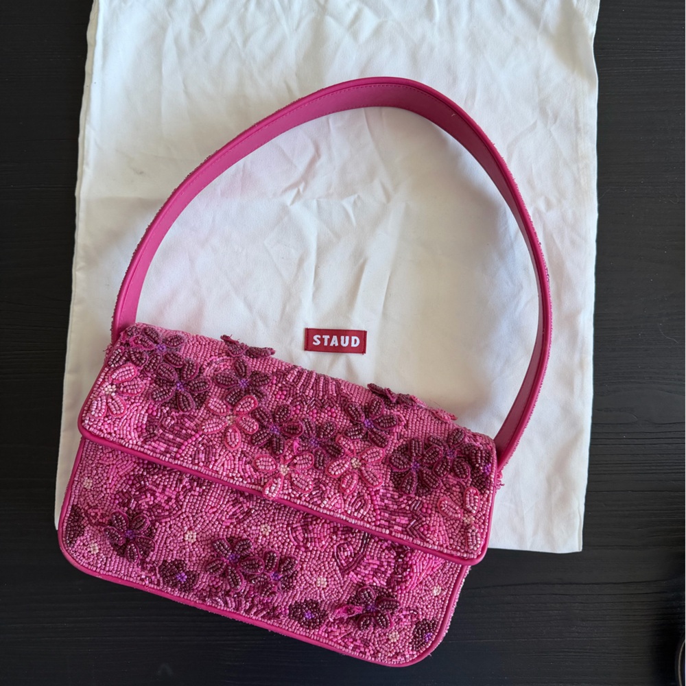 Staud Tommy Beaded Bag - Pink Blossom